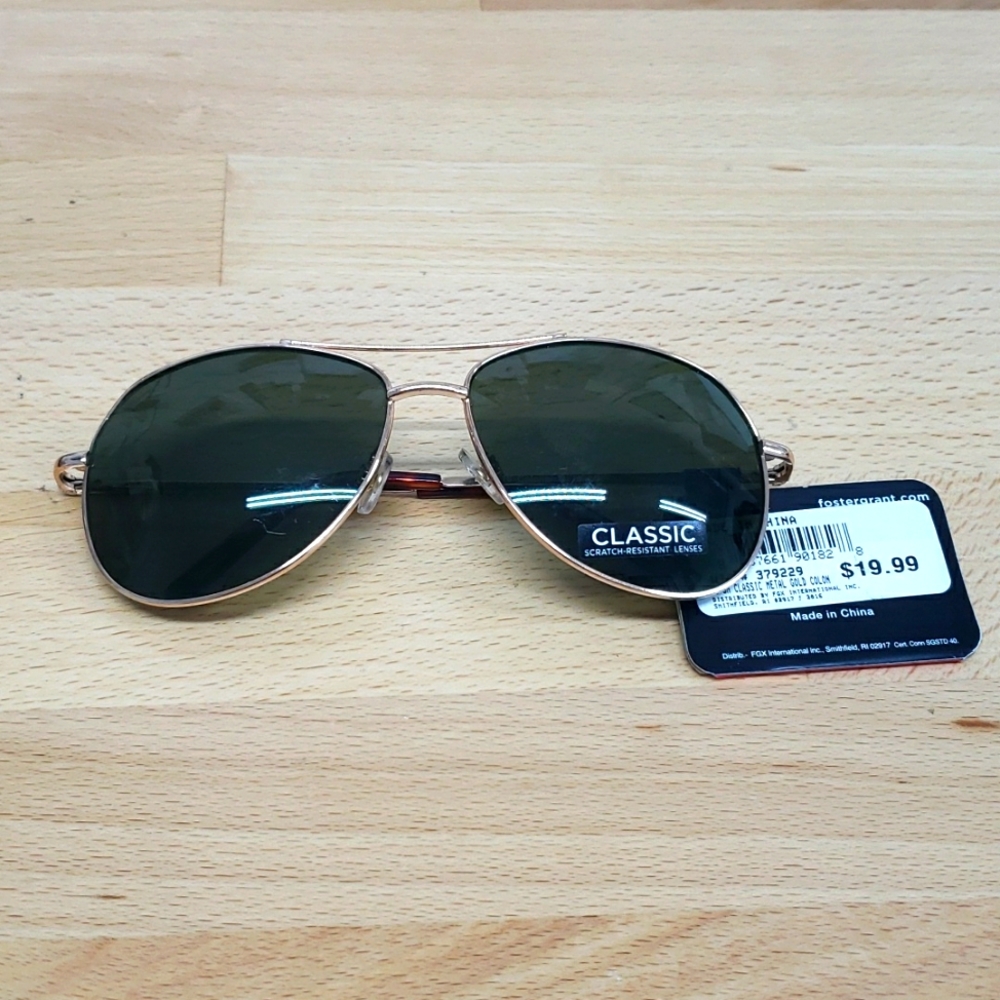 #102-13 Sunglasses CLASSIC Unisex - Foster Grants,metal gold colonel